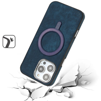 For Apple iPhone 16 Pro Max (6.9") PU Vegan Leather Chrome Edged Hybrid Hard PC TPU Rubber Compatible with MagSafe Case Cover