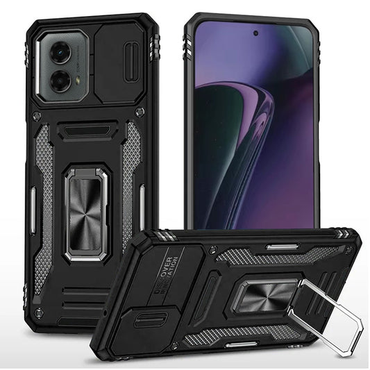For Samsung Galaxy A06 Hybrid Case with Rotation Ring Stand Shockproof & Slide Camera Window TPU Armor Drop-proof Case Cover