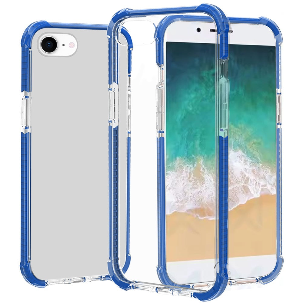 For Apple iPhone 16e Hybrid Transparent Acrylic Rubber Gummy Hard PC Silicone TPU Color Bumper Frame Shockproof Case Cover
