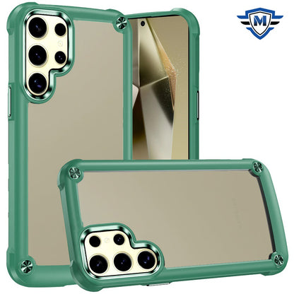 For Samsung Galaxy S25+ /S25 Plus /S24+ Plus Premium Hybrid Transparent Rubber with Metal Buttons & Camera Edges, Hard TPU Frame Corner Bumper Case Cover