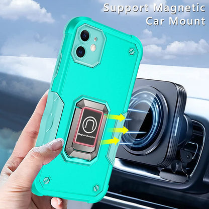 For Gabb Phone 4 Pro Heavy Duty Hybrid 2in1 Hard PC & TPU Rugged Bumper Shockproof with Magnetic Ring Kickstand Case Cover Blue