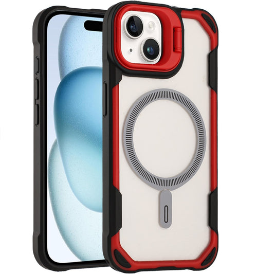 For Apple iPhone 16 (6.1") Magnetic Circle Hybrid with Camera Stand, Compatible with MagSafe, Shockproof Protective Case Cover