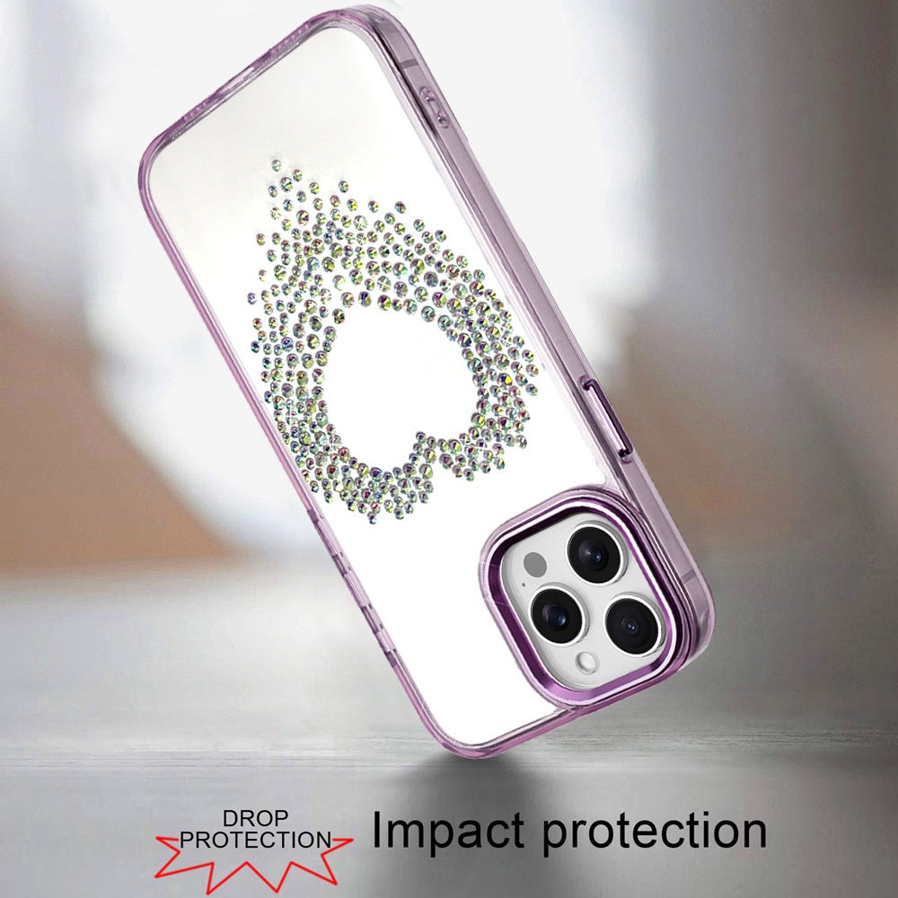 For Samsung Galaxy A17 5G Angel Hearts Bling Glitter Diamond Hybrid TPU Cover, Colorful Frame Shockproof Protective Back Case Cover