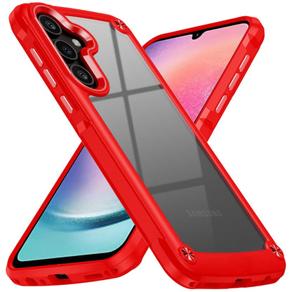 For Samsung Galaxy A26 Ultimate Hybrid Transparent Rubber with Metal Buttons & Camera Edges, Hard TPU Frame Corner Bumper Case Cover