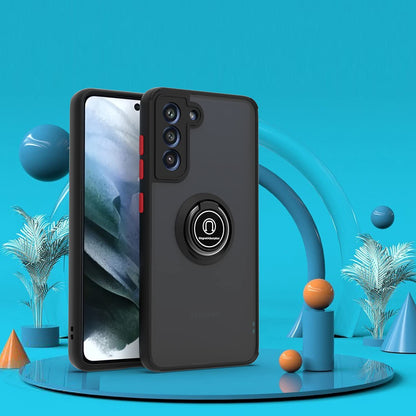 For Gabb Phone 4 Pro Translucent Matte Back Hybrid with Rotatable Metal Ring Holder Kickstand Shockproof TPU (Fit Car Mount) Case Cover