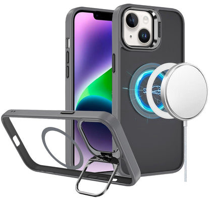 For Apple iPhone 11 Heavy Duty Metallic Hybrid Tough TPU with Camera Ring Stand, MagSafe Compatible, Rugged Drop Protection Case Cover