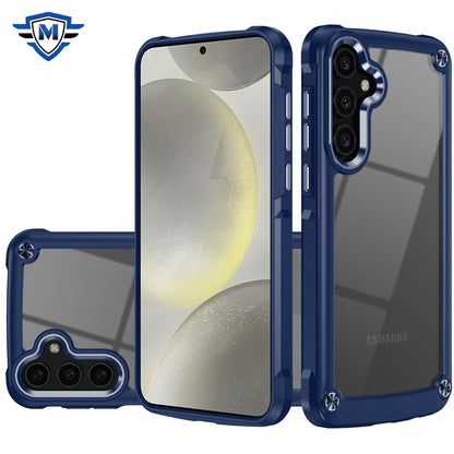 For Samsung Galaxy S25+ /S25 Plus /S24+ Plus Premium Hybrid Transparent Rubber with Metal Buttons & Camera Edges, Hard TPU Frame Corner Bumper Case Cover