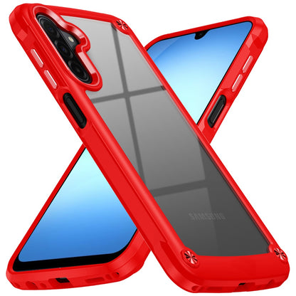 For Samsung Galaxy A17 5G Hybrid Transparent Rubber with Metal Buttons & Camera Edges Hard TPU Corner Frame Bumper Case Cover