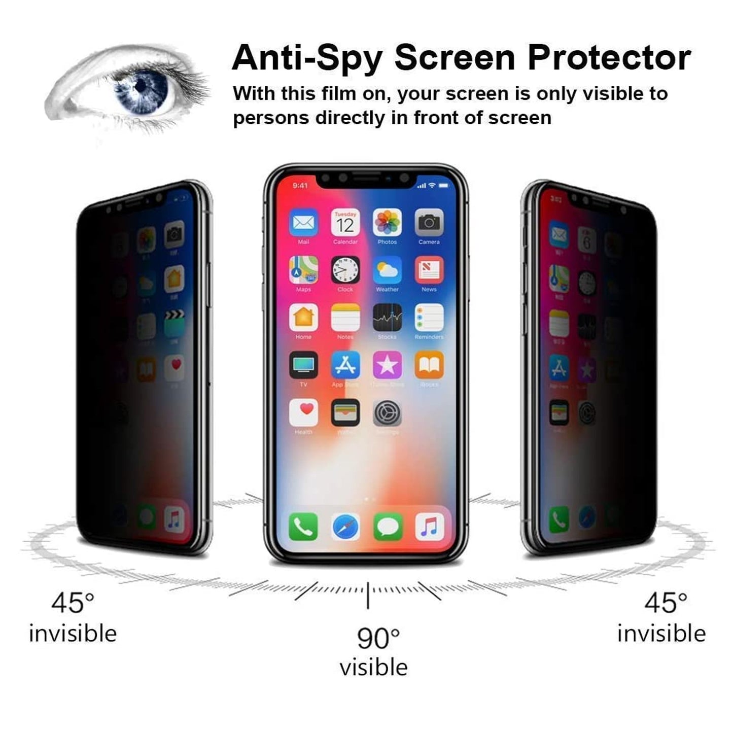 For Apple iPhone 16 Pro (6.3") Privacy Screen Protector Anti Spy 9H Dark Tempered Glass Screen Film Guard Case Friendly Case Cover Black