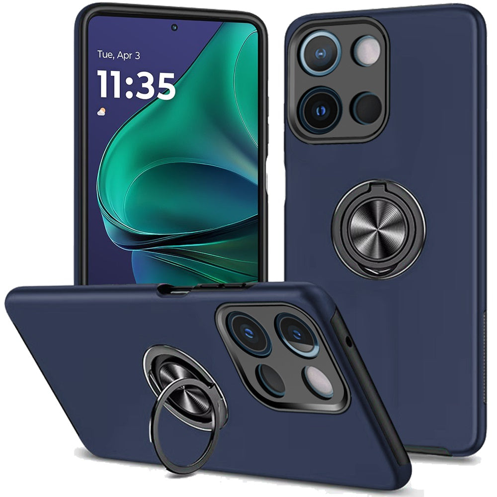 For Motorola Edge 2025 Hybrid 360 Degree Rotatable Metal Invisible Ring Stand Holder Slim Fit Magnetic Car Mount Shockproof Case Cover