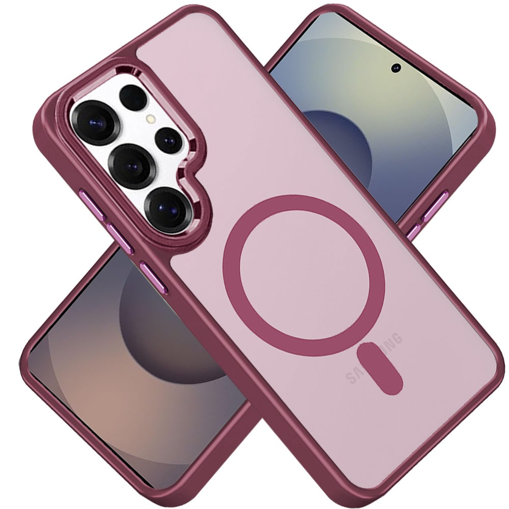 For Samsung Galaxy S25 Ultra MagSafe Compatible Transparent Greatest Clear Acrylic with Color Frame Thick Hybrid TPU Hard Case Cover