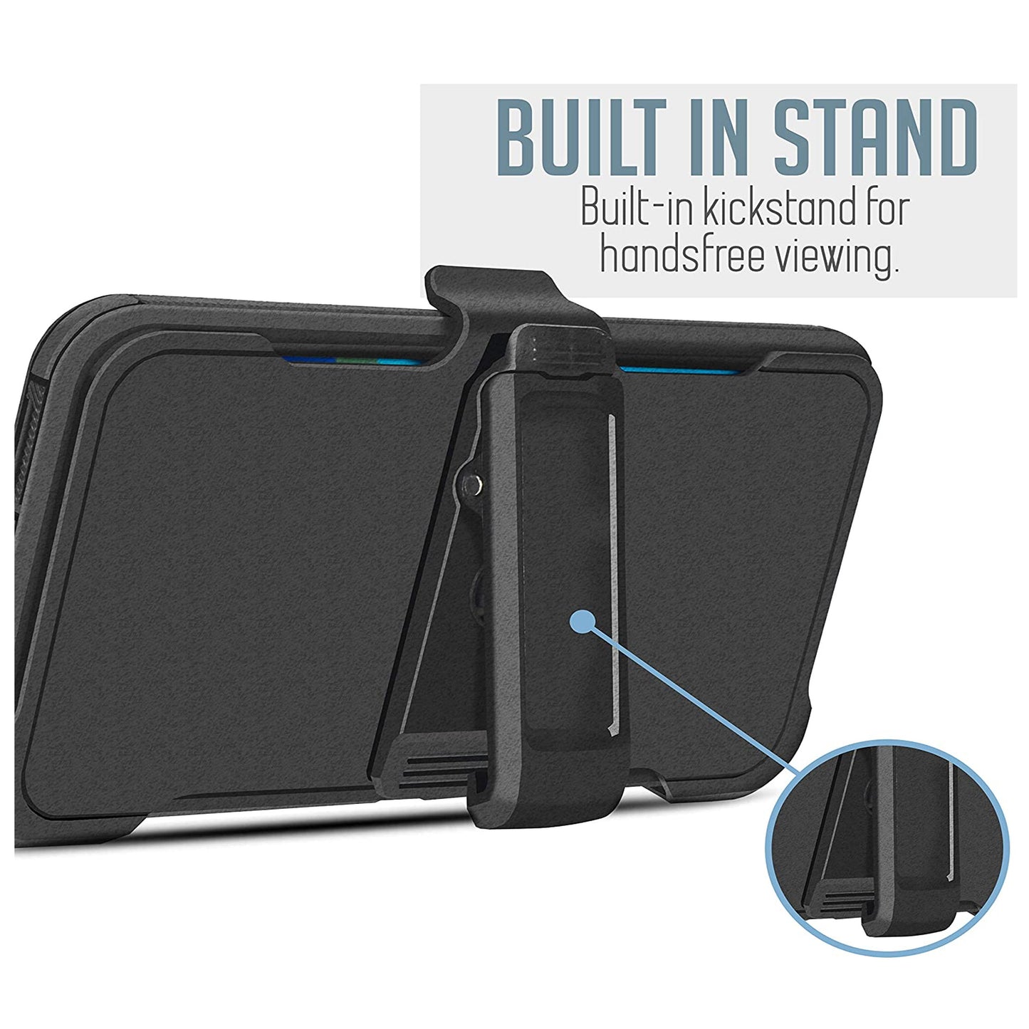 For Apple iPhone 15 Pro Max (6.7") Heavy Duty Rugged Shockproof Body Protection Hybrid Stand with Swivel Belt Clip Holster Black Phone Case Cover