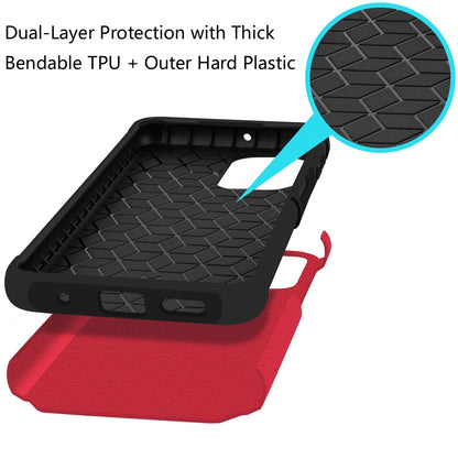 For TCL K32 5G Slim Tough Shockproof Hybrid with Dual Layer Hard PC + TPU Protection, Armor for Strong Drop & Impact Resistance Case Cover Red