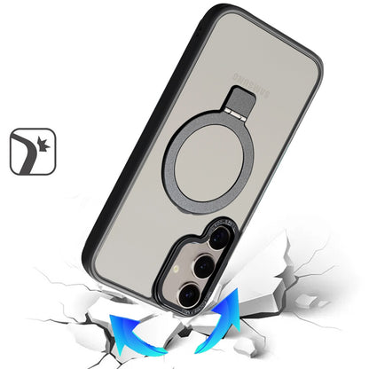 For Samsung Galaxy S25 Fan Edition /Galaxy S25 FE Magnetic Metal Matte Built-in Compatible with MagSafe Kickstand Hybrid Shock Armor TPU Case Cover Black