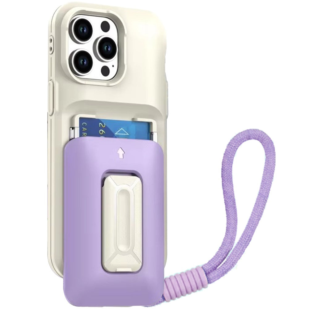 For Apple iPhone 15 Pro Max Wallet Case with 2- Credit Card Holder, Wrist Strap & Kickstand Hybrid Shockproof TPU Case Cover