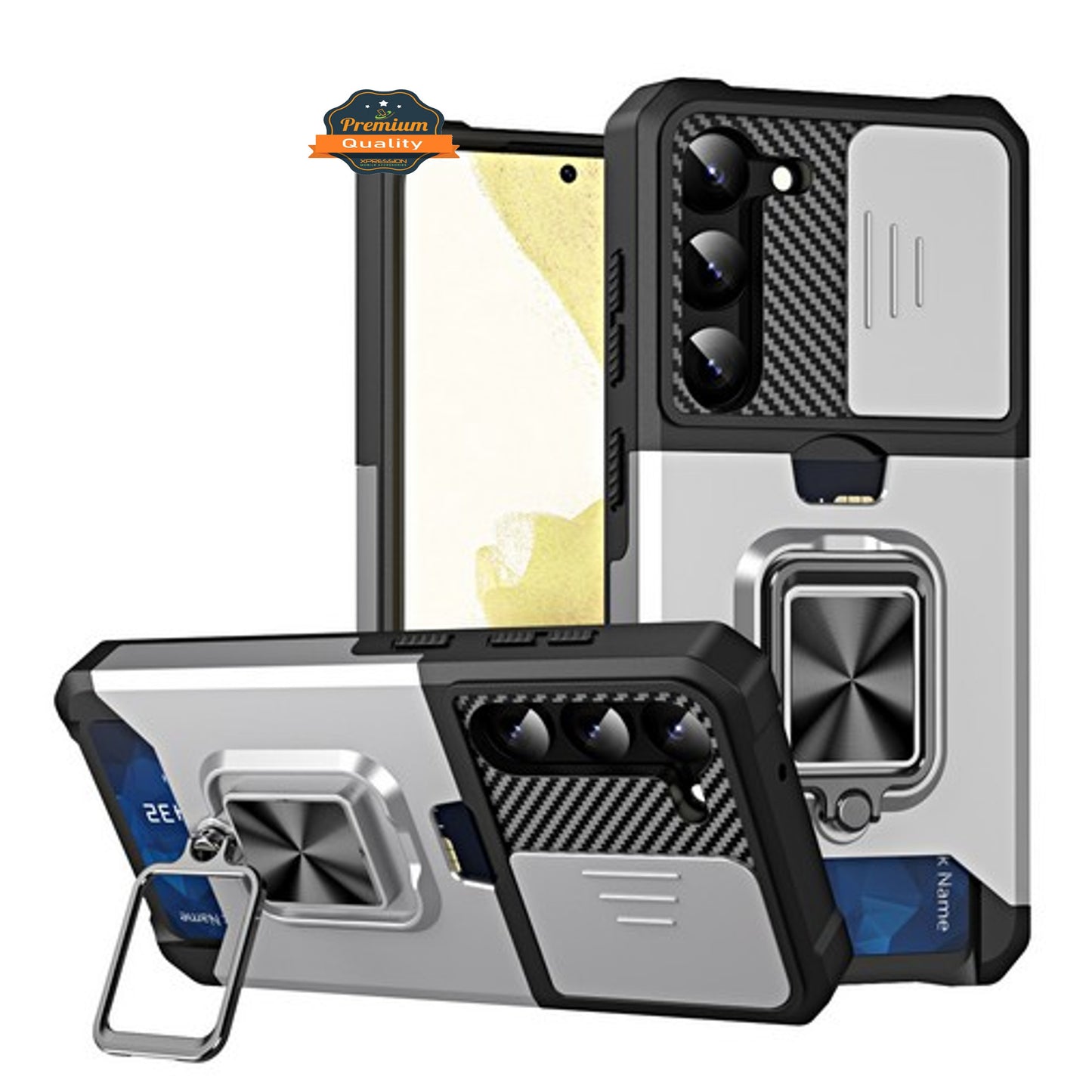 For Samsung Galaxy A36 Wallet Case with Slide Camera Protector, Credit Card Slot, Ring Sand, Magnetic Car Mount Case Cover