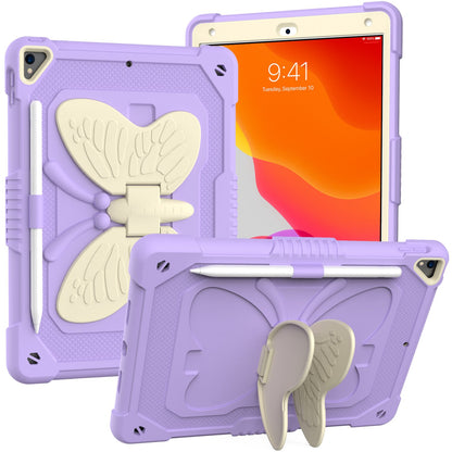 For Butterfly Wings Kickstand 3in1 Tough Hybrid with Pencil Holder Heavy Duty Rugged Shockproof Full Protective Purple Tablet Case Cover