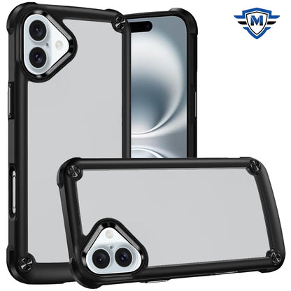 For Samsung Galaxy A16 5G Ultimate Hybrid Transparent Rubber with Metal Buttons & Camera Edges Hard TPU Frame Corner Bumper Case Cover