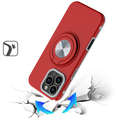 For Samsung Galaxy A17 5G Metal Matte Hybrid with Invisible Rotational Ring Stand, Car Mount Friendly, Military Grade Slim Fit Sturdy Case Cover Red
