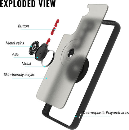 For Gabb Phone 4 Pro Translucent Matte Back Hybrid with Rotatable Metal Ring Holder Kickstand Shockproof TPU (Fit Car Mount) Case Cover