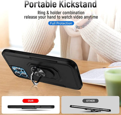 For Gabb Phone 4 Pro Heavy Duty Rugged Hybrid, Dual-Layer Shockproof Protection with Magnetic Ring Stand Holder Case Cover