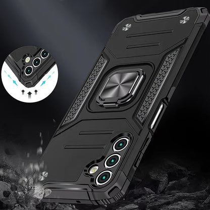 For Samsung Galaxy A17 5G Armor Hybrid Magnetic Stand with Ring Holder Kickstand Shockproof Heavy-Duty Durable Rugged TPU Dual Layer Case Cover