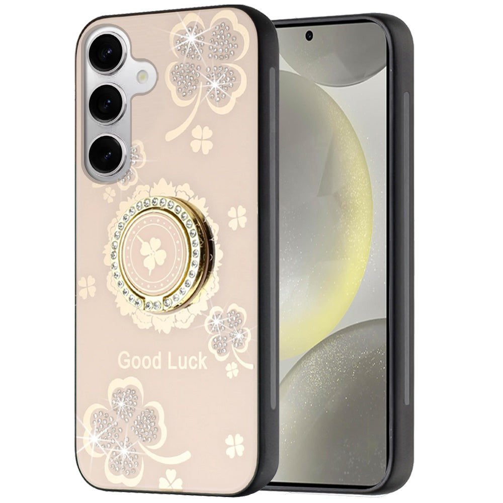 For Samsung Galaxy S25+ /S25 Plus /S24+ Plus Diamonds 3D Fashion Bling Sparkly Glitter Ornaments Engraving Hybrid with Ring Stand Case Cover