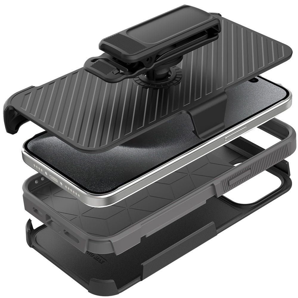 For Rugged 2in1 Armor Combo Belt Clip Holster, Non-Slip Tough Hybrid lined Shockproof Case  Tablet Case Cover