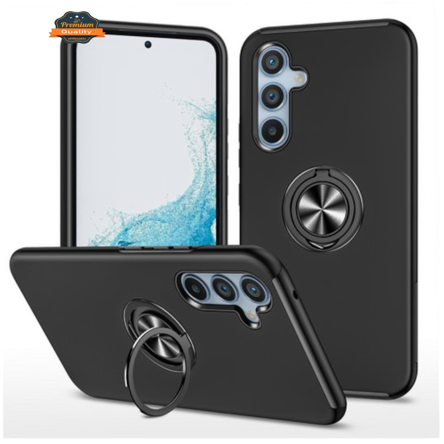 For Samsung Galaxy A26 Military Grade Hybrid Case with Flat Metal Ring 360° Rotation Kickstand, Slim Fit Back Hard PC Case Cover