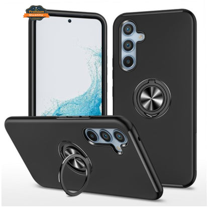 For Samsung Galaxy A26 Military Grade Hybrid Case with Flat Metal Ring 360° Rotation Kickstand, Slim Fit Back Hard PC Case Cover