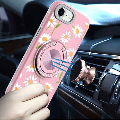 For Samsung Galaxy S25 Fan Edition /Galaxy S25 FE Pattern Design Hybrid with Invisible Ring Stand & Magnetic Back, Shockproof Protective Grip Case Cover