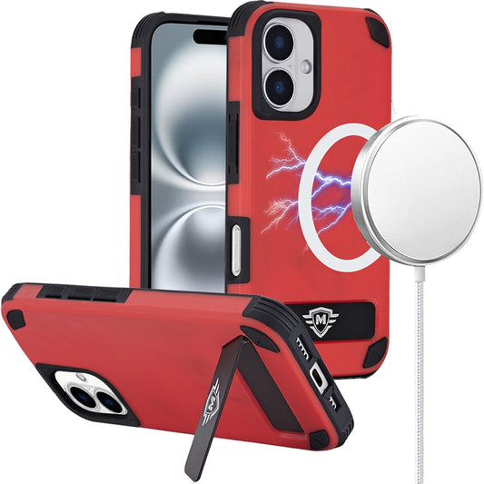 For Apple iPhone 15 Pro Max (6.7") Heavy Duty Dual-Layer Rugged Protection, Shockproof Kickstand Magnetic Compatible with MagSafe Case Cover