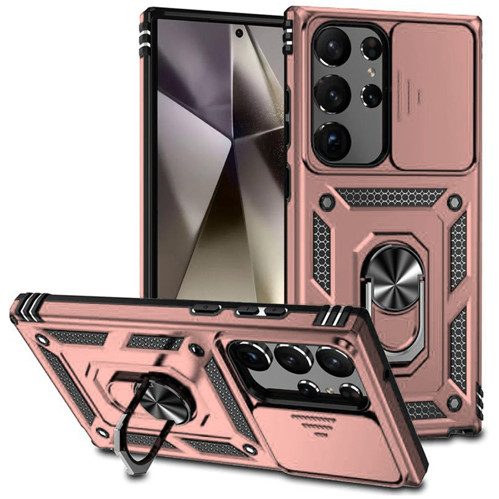 For Samsung Galaxy A36 Hybrid Ring Shockproof with 360° Rotate Ring Kickstand, Camera Lens Protection, Soft Edge Bumper Case Cover