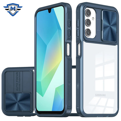 For Samsung Galaxy A16 5G Premium Hybrid Slim Case with Slide Camera Protector, Transparent Back Colorful Frame Bumper Case Cover