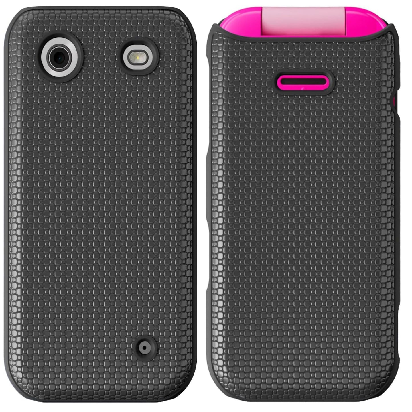 For HMD Barbie Flip Dual Layer Slim & Tough Hybrid Shockproof Heavy Duty Rubber TPU Matte with Textured Rugged Shell Protection Case Cover