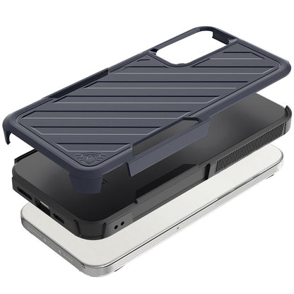 For Apple iPhone 16e Hybrid lined shockproof dual layer Rugged 2in1 Hard PC & Silicone TPU Non Slip Textured Tough Armor Case Cover Blue Navy