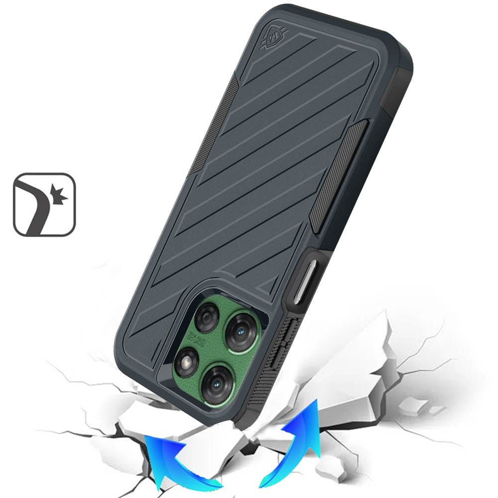 For Motorola Edge 2025 Premium Hybrid Rugged lined Shockproof Textured 2-in-1 Non-Slip Hard PC & TPU Non Slip Tough Case Cover