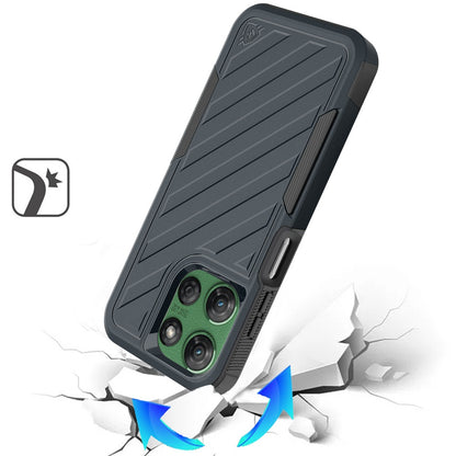 For Motorola Edge 2025 Premium Hybrid Rugged lined Shockproof Textured 2-in-1 Non-Slip Hard PC & TPU Non Slip Tough Case Cover