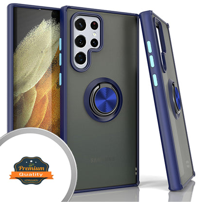 For Samsung Galaxy S25 Ultra Ring Holder Case Hybrid Kickstand, Matte Frosted TPU Hard Frame Shock-Absorption Case Cover