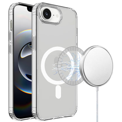 For Apple iPhone 16e Classic Hybrid True Transparent Magnetic Circle - Shockproof Hybrid Clear Bumper, Compatible with MagSafe Case Cover Clear