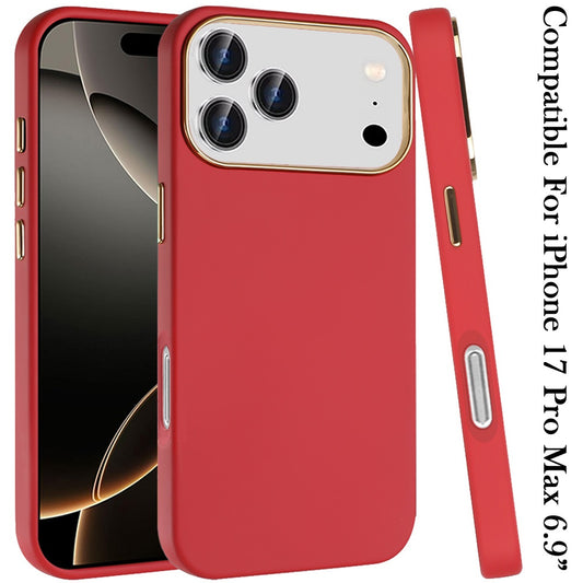 For Apple iPhone 17 Pro Hybrid Armor Shockproof, Durable Bumper Rubber Gummy Gel Slick Hard PC Silicone TPU Case Cover Red