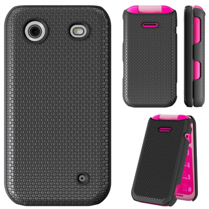 For HMD Barbie Flip Dual Layer Slim & Tough Hybrid Shockproof Heavy Duty Rubber TPU Matte with Textured Rugged Shell Protection Case Cover