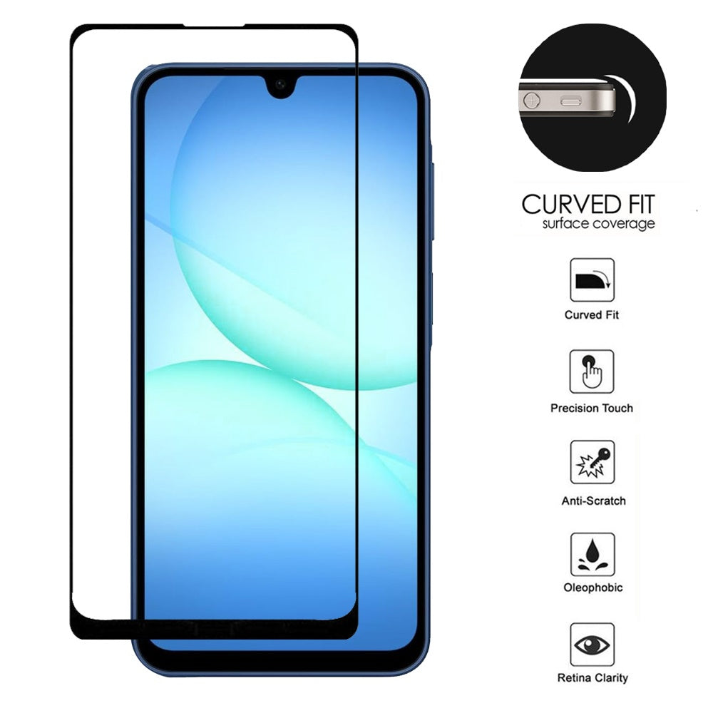 For Samsung Galaxy A17 5G Tempered Glass Screen Protector [Full Coverage] Curved Black Edged 9H Hardness Glass Screen Protector Protector Clear Black