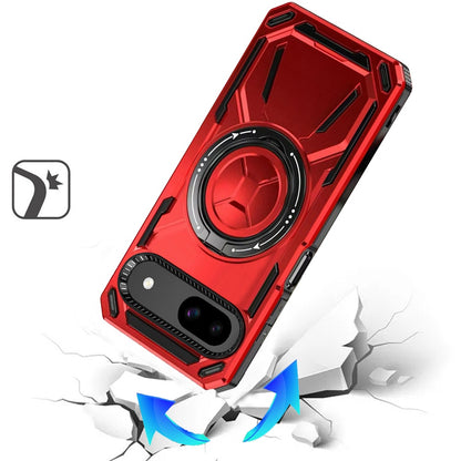 For Google Pixel 9 Hybrid Magnetic Ring and 360° Rotational Kickstand with MagSafe Compatible, Military Grade Drop Protection Case Cover Red