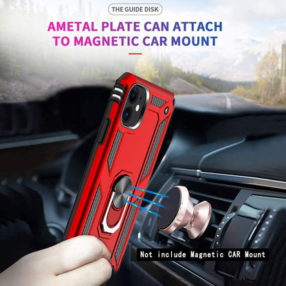 For Motorola Razr+ 2025, Motorola Razr+ Plus (2025) Shockproof Hybrid Dual Layer PC + TPU with Metal Ring Kickstand Heavy Duty Armor Shell Case Cover Red