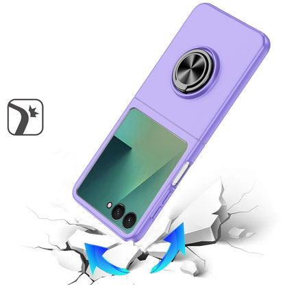 For Samsung Galaxy Z Flip 7 Hybrid 360 Degree Rotatable Metal Invisible Ring Stand Holder Slim Fit Magnetic Car Mount Shockproof Case Cover