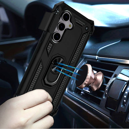 For Motorola Moto G Stylus 5G 2025 Hybrid Combo Belt Clip Holster with Ring Stand Holder, Military Grade Fit Magnetic Car Mount Shockproof Case Cover Black