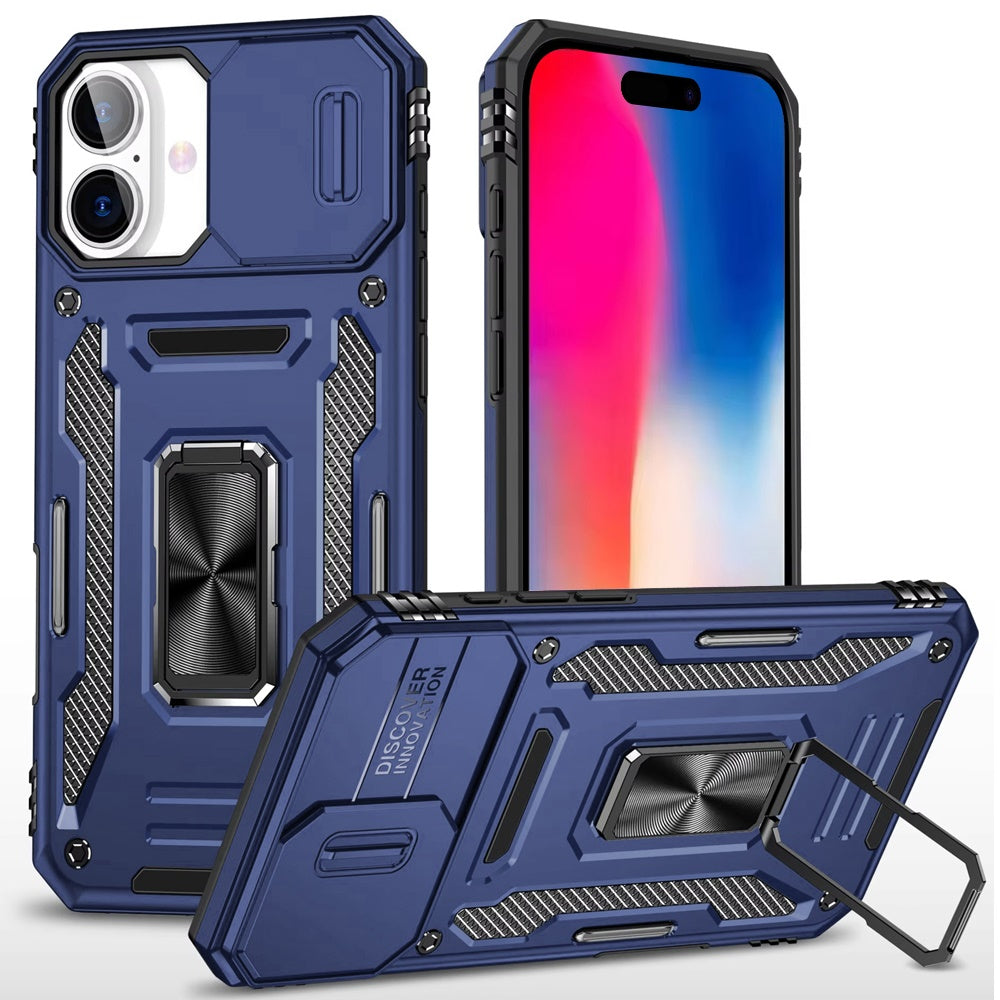 Apple iPhone 16 Pro Max (6.9") Hybrid Case with Rotation Ring Stand Shockproof & Camera Window TPU Armor Dropproof