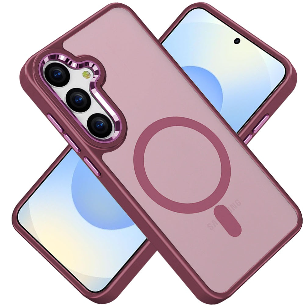For Samsung Galaxy S25+ /S25 Plus /S24+ Plus MagSafe Compatible Transparent Greatest Clear Acrylic with Color Frame Thick Hybrid TPU Hard Case Cover