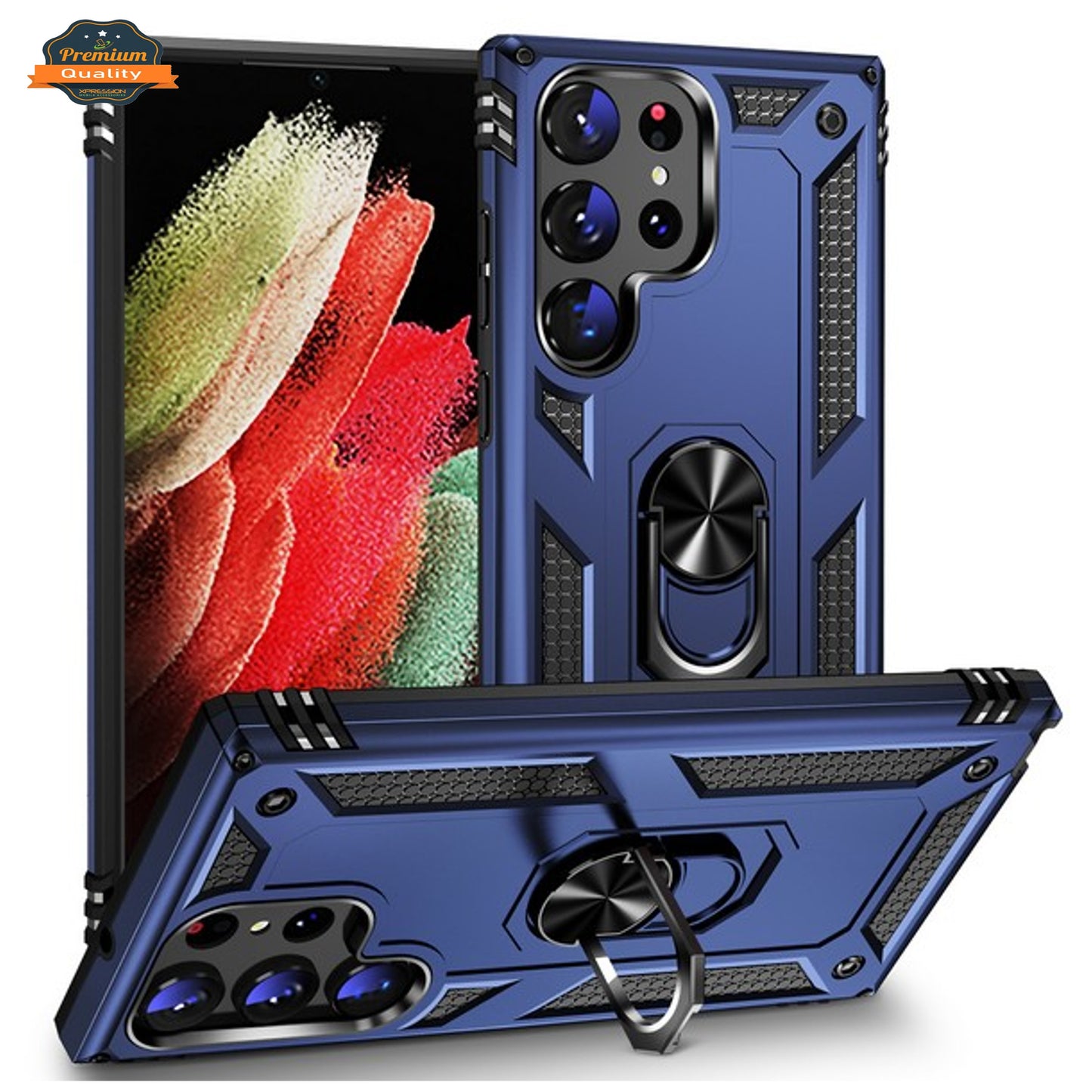 For Samsung Galaxy S25 Ultra Shockproof Hybrid Dual Layer PC + TPU with Metal Ring Kickstand Heavy Duty Armor Shell Case Cover